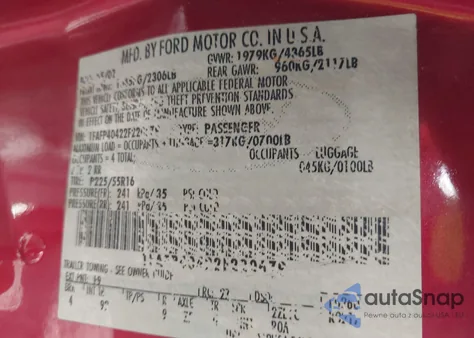 2002 Ford Mustang z USA, uszkodzony, nr VIN 1FAFP40422F220679